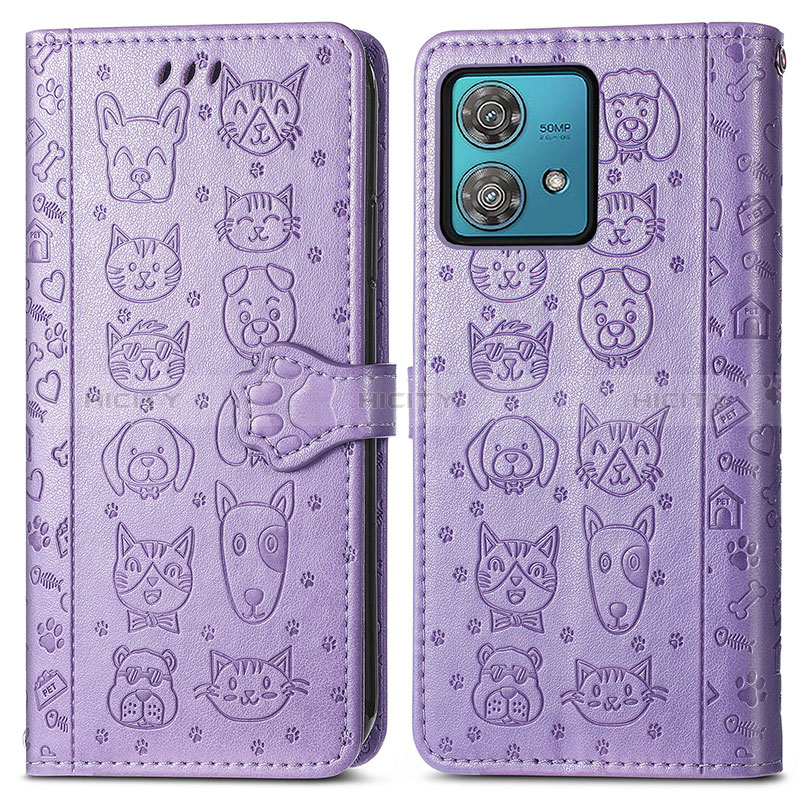 Coque Portefeuille Motif Fantaisie Livre Cuir Etui Clapet S03D pour Motorola Moto Edge 40 Neo 5G Violet Plus