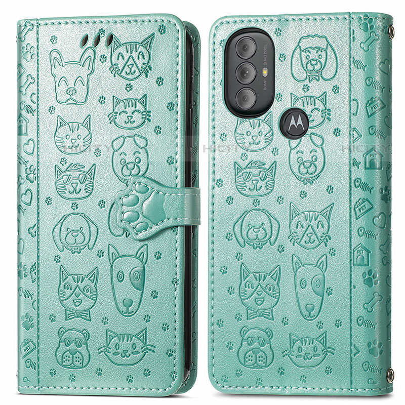 Coque Portefeuille Motif Fantaisie Livre Cuir Etui Clapet S03D pour Motorola Moto G Play Gen 2 Vert Plus