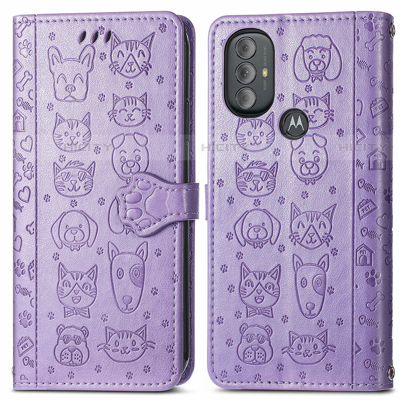 Coque Portefeuille Motif Fantaisie Livre Cuir Etui Clapet S03D pour Motorola Moto G Play Gen 2 Violet Plus