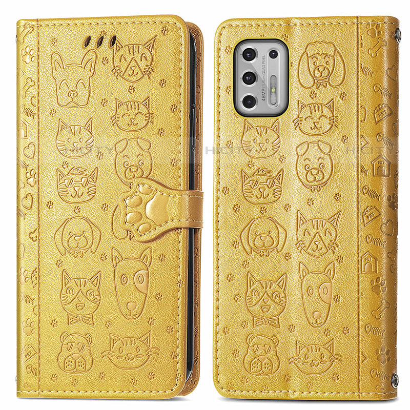 Coque Portefeuille Motif Fantaisie Livre Cuir Etui Clapet S03D pour Motorola Moto G Stylus (2021) Jaune Plus