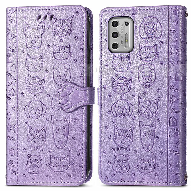 Coque Portefeuille Motif Fantaisie Livre Cuir Etui Clapet S03D pour Motorola Moto G Stylus (2021) Violet Plus