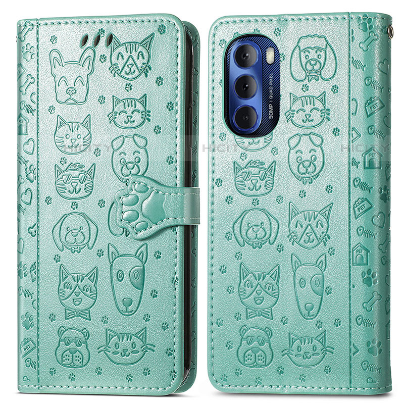 Coque Portefeuille Motif Fantaisie Livre Cuir Etui Clapet S03D pour Motorola Moto G Stylus (2022) 4G Vert Plus