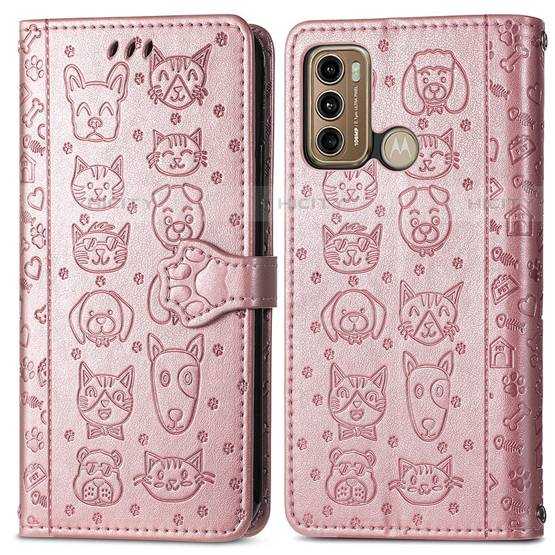 Coque Portefeuille Motif Fantaisie Livre Cuir Etui Clapet S03D pour Motorola Moto G40 Fusion Or Rose Plus