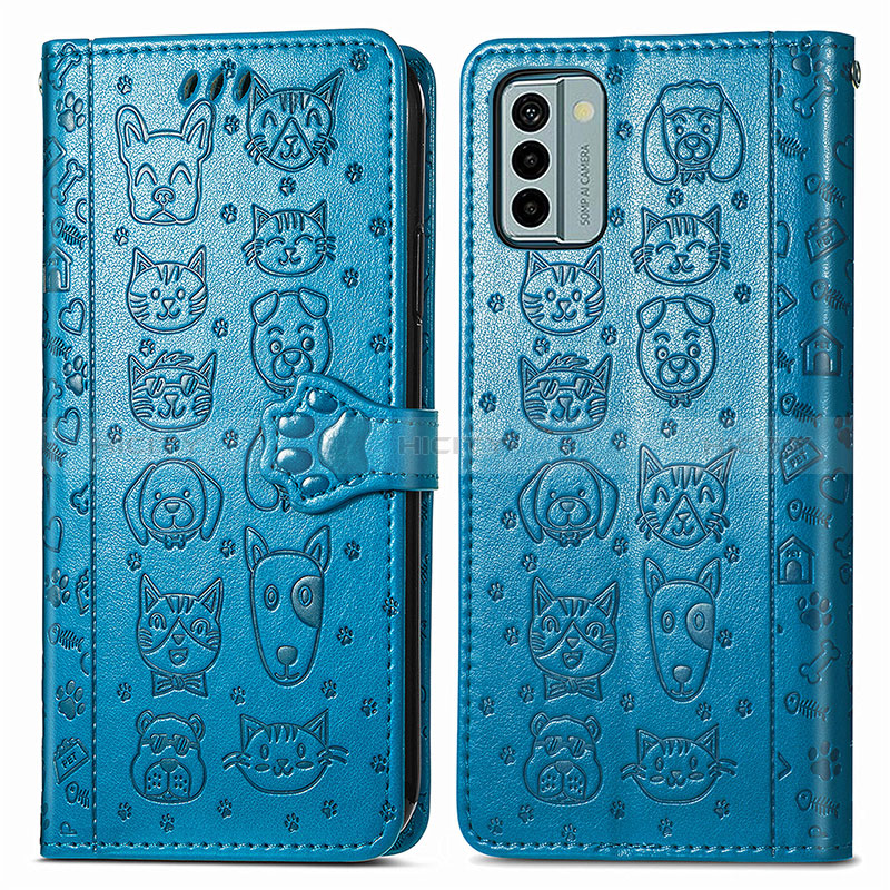 Coque Portefeuille Motif Fantaisie Livre Cuir Etui Clapet S03D pour Nokia G22 Bleu Plus