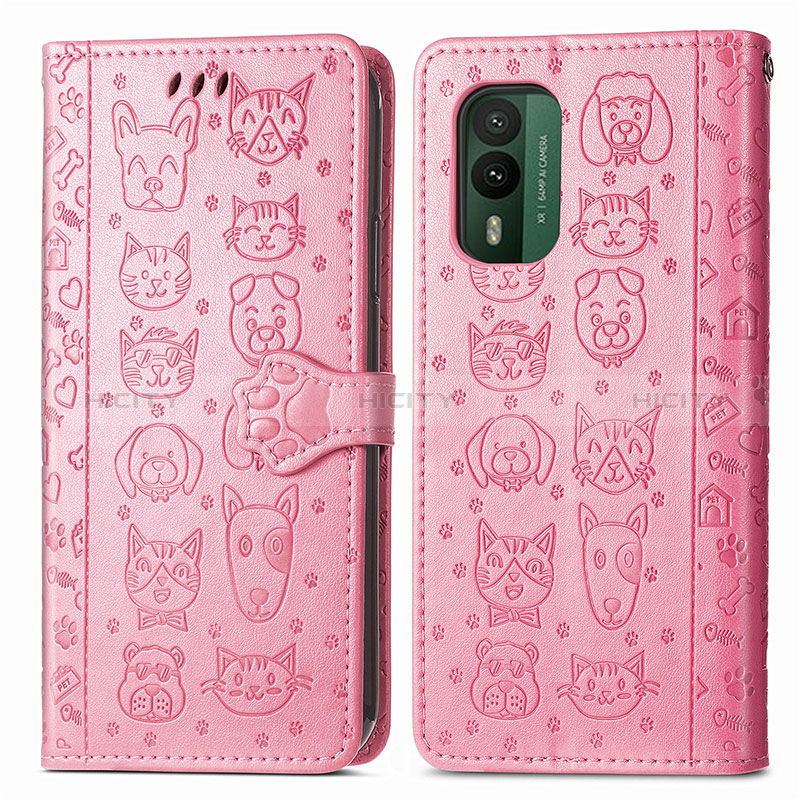 Coque Portefeuille Motif Fantaisie Livre Cuir Etui Clapet S03D pour Nokia XR21 Rose Plus