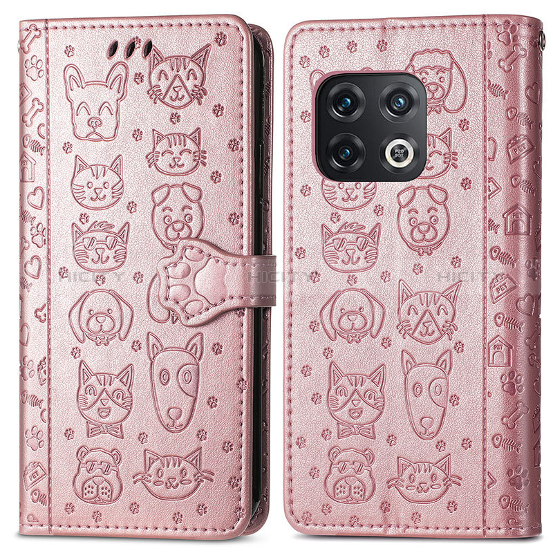 Coque Portefeuille Motif Fantaisie Livre Cuir Etui Clapet S03D pour OnePlus 10 Pro 5G Or Rose Plus