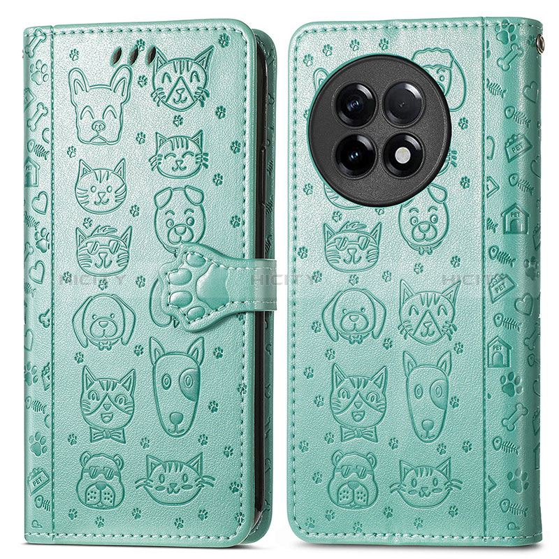 Coque Portefeuille Motif Fantaisie Livre Cuir Etui Clapet S03D pour OnePlus 11R 5G Vert Plus