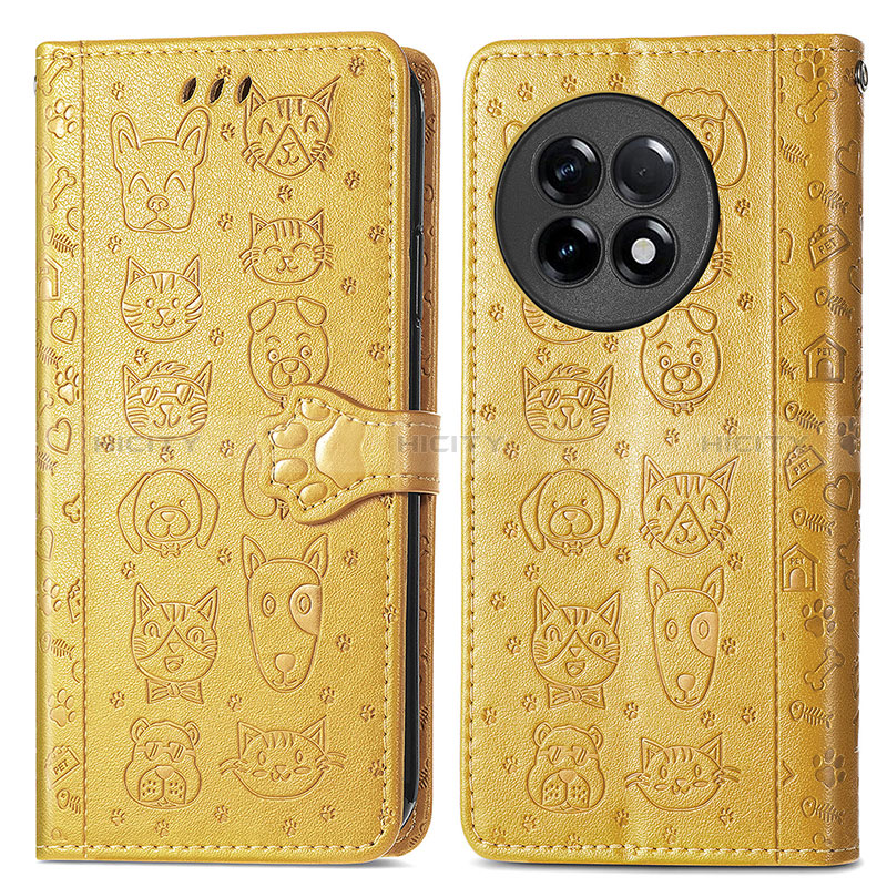 Coque Portefeuille Motif Fantaisie Livre Cuir Etui Clapet S03D pour OnePlus Ace 2 5G Jaune Plus