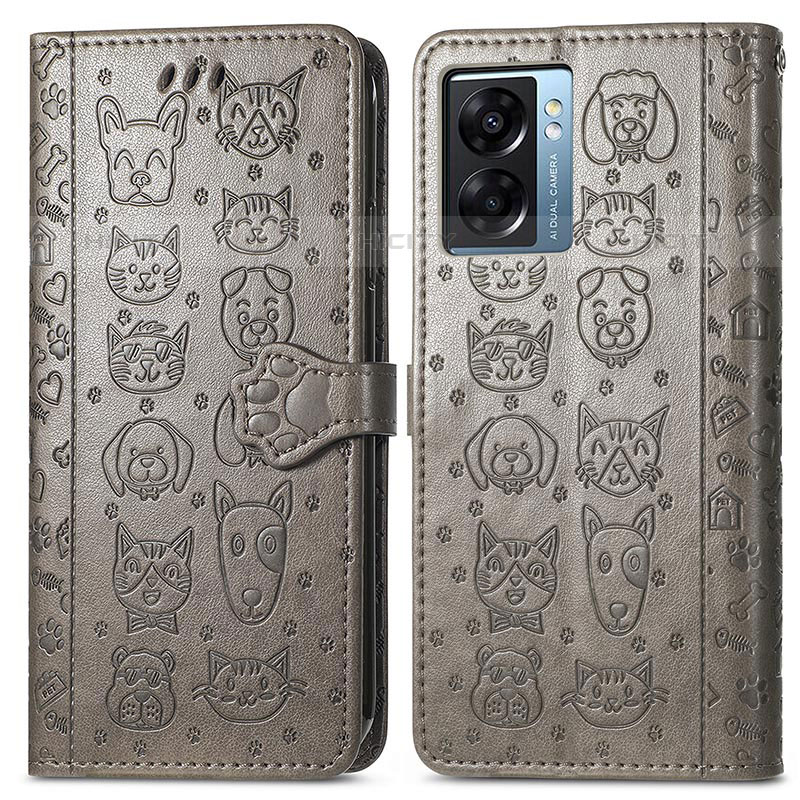 Coque Portefeuille Motif Fantaisie Livre Cuir Etui Clapet S03D pour OnePlus Nord N300 5G Gris Plus