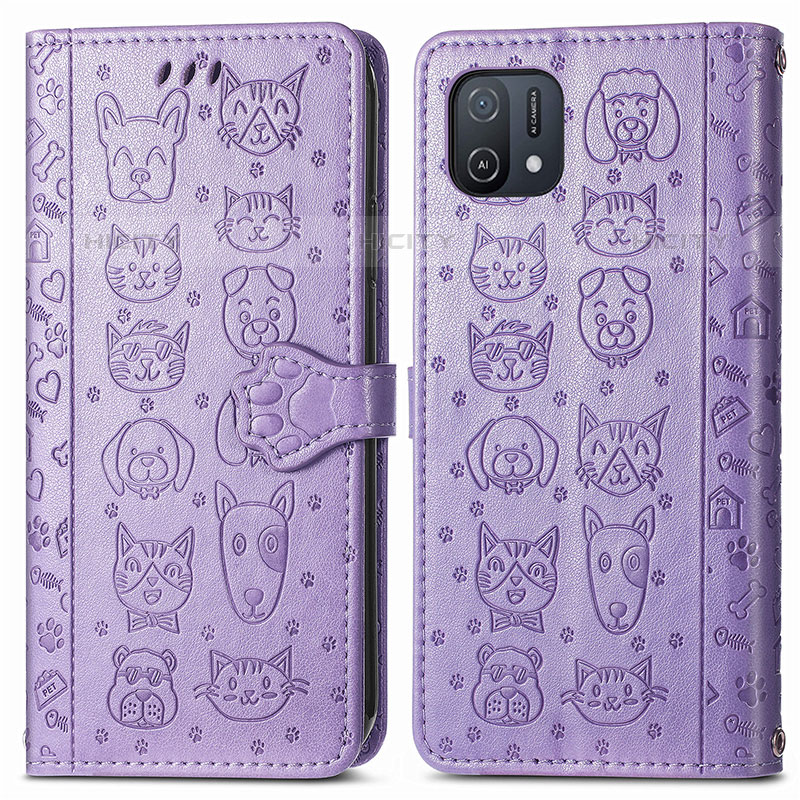 Coque Portefeuille Motif Fantaisie Livre Cuir Etui Clapet S03D pour Oppo A16e Violet Plus