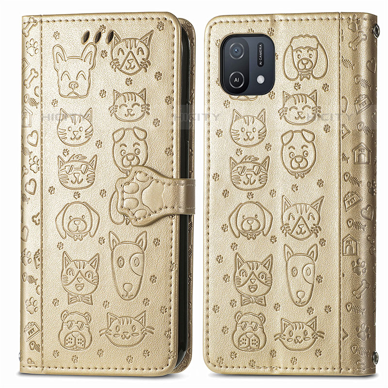 Coque Portefeuille Motif Fantaisie Livre Cuir Etui Clapet S03D pour Oppo A16K Or Plus