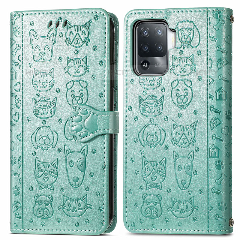 Coque Portefeuille Motif Fantaisie Livre Cuir Etui Clapet S03D pour Oppo F19 Pro Vert Plus