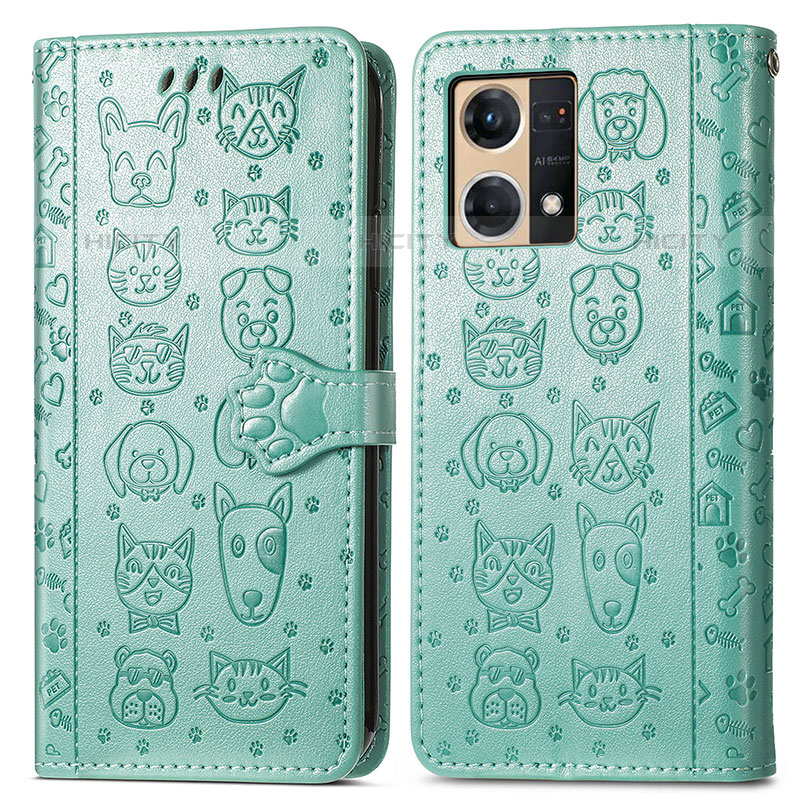 Coque Portefeuille Motif Fantaisie Livre Cuir Etui Clapet S03D pour Oppo F21s Pro 4G Vert Plus