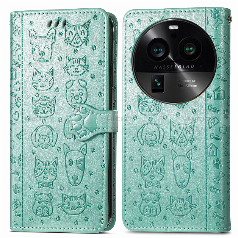 Coque Portefeuille Motif Fantaisie Livre Cuir Etui Clapet S03D pour Oppo Find X6 5G Vert Plus