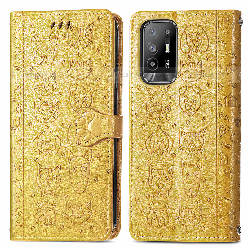 Coque Portefeuille Motif Fantaisie Livre Cuir Etui Clapet S03D pour Oppo Reno5 Z 5G Jaune Plus