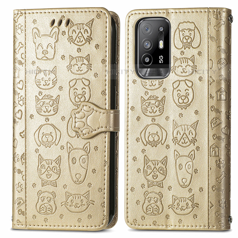 Coque Portefeuille Motif Fantaisie Livre Cuir Etui Clapet S03D pour Oppo Reno5 Z 5G Or Plus