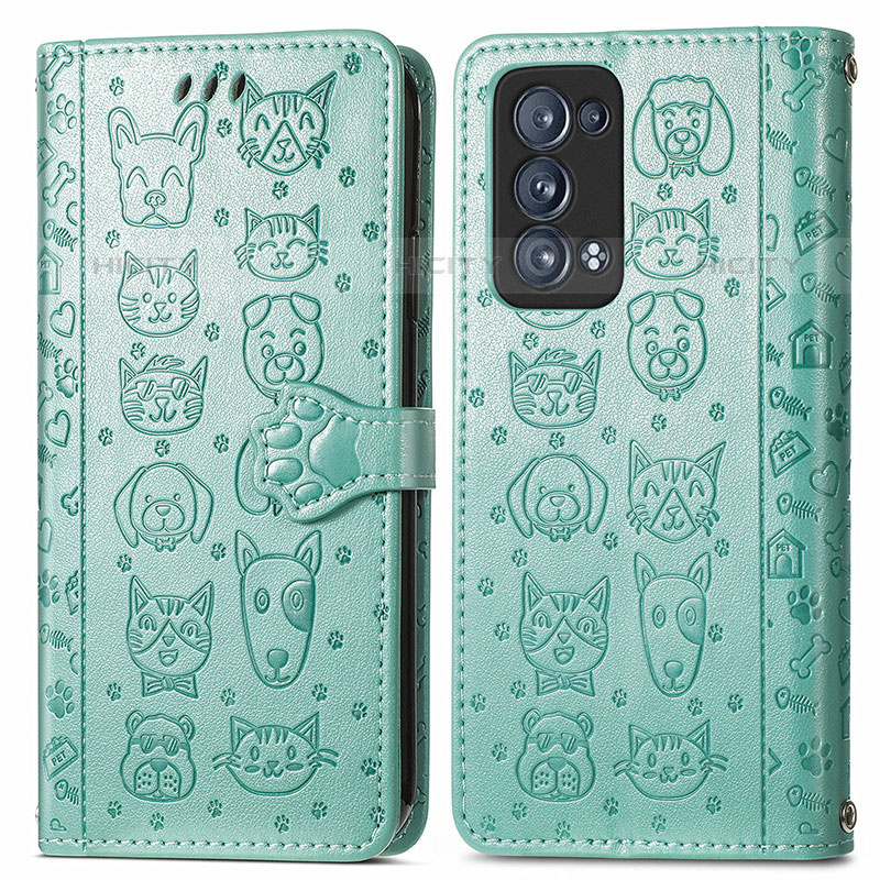 Coque Portefeuille Motif Fantaisie Livre Cuir Etui Clapet S03D pour Oppo Reno6 Pro 5G Vert Plus