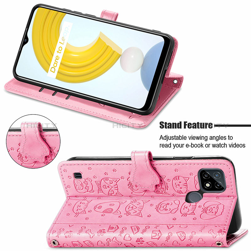 Coque Portefeuille Motif Fantaisie Livre Cuir Etui Clapet S03D pour Realme C21 Plus