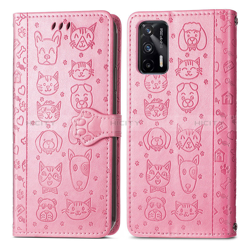 Coque Portefeuille Motif Fantaisie Livre Cuir Etui Clapet S03D pour Realme GT 5G Rose Plus