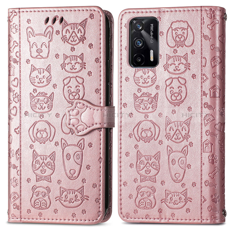 Coque Portefeuille Motif Fantaisie Livre Cuir Etui Clapet S03D pour Realme GT Neo 5G Or Rose Plus