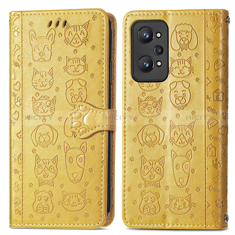 Coque Portefeuille Motif Fantaisie Livre Cuir Etui Clapet S03D pour Realme GT Neo2 5G Jaune Plus