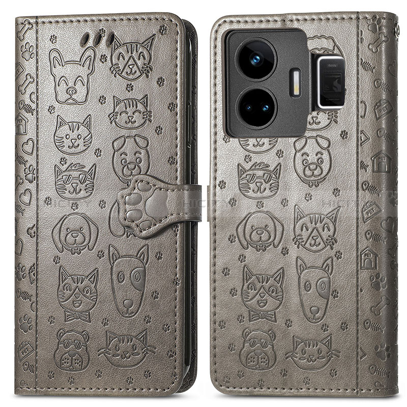 Coque Portefeuille Motif Fantaisie Livre Cuir Etui Clapet S03D pour Realme GT Neo6 5G Gris Plus