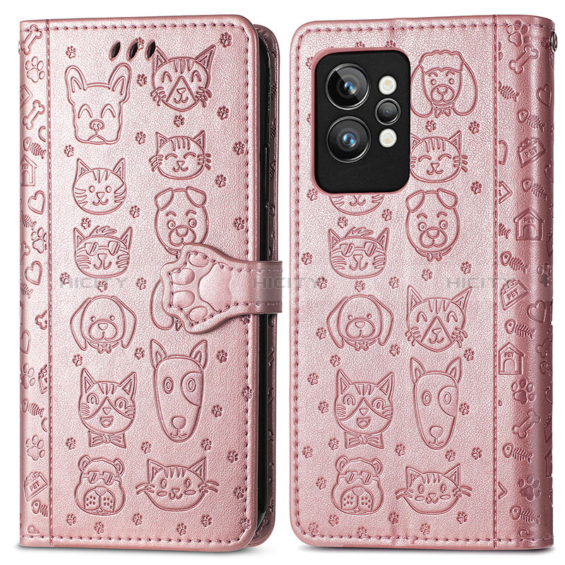 Coque Portefeuille Motif Fantaisie Livre Cuir Etui Clapet S03D pour Realme GT2 Pro 5G Or Rose Plus