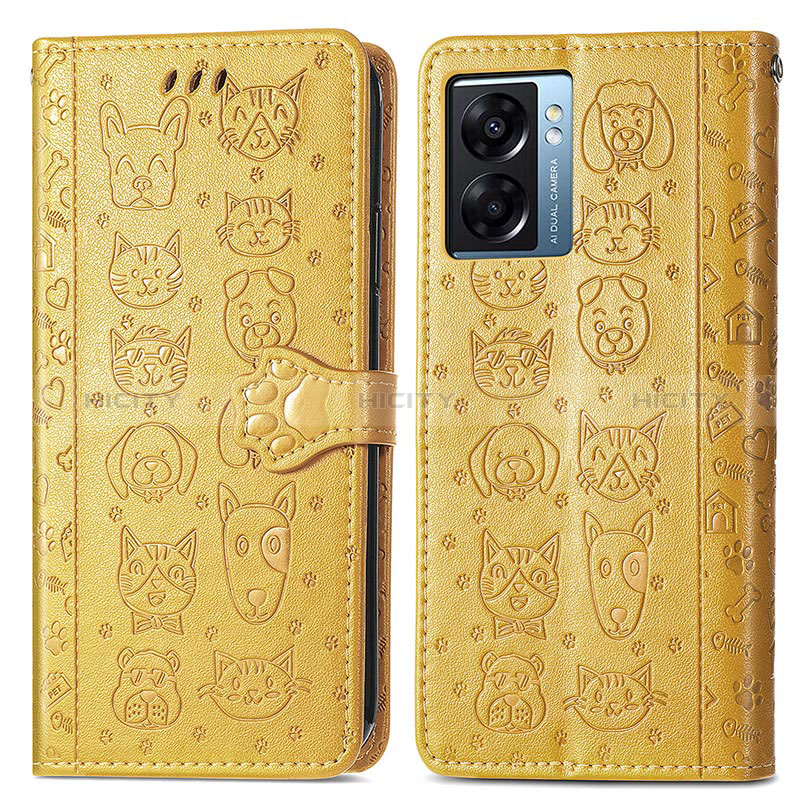 Coque Portefeuille Motif Fantaisie Livre Cuir Etui Clapet S03D pour Realme Narzo 50 5G Jaune Plus