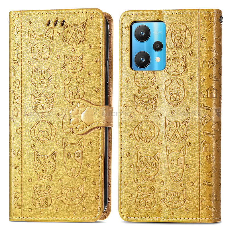 Coque Portefeuille Motif Fantaisie Livre Cuir Etui Clapet S03D pour Realme Narzo 50 Pro 5G Jaune Plus