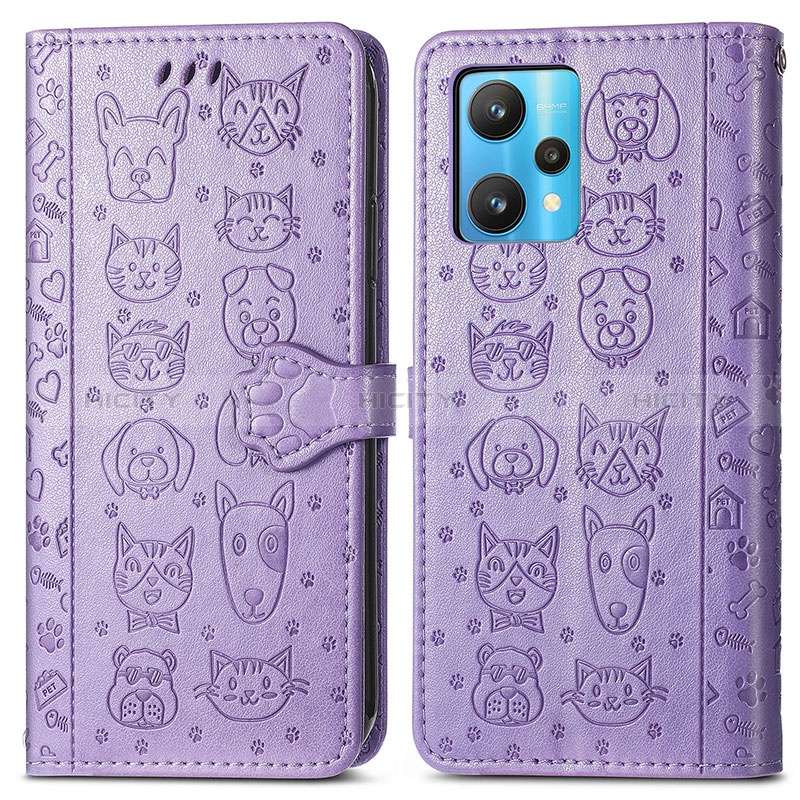 Coque Portefeuille Motif Fantaisie Livre Cuir Etui Clapet S03D pour Realme Narzo 50 Pro 5G Violet Plus