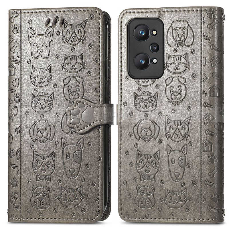 Coque Portefeuille Motif Fantaisie Livre Cuir Etui Clapet S03D pour Realme Q5 Pro 5G Gris Plus