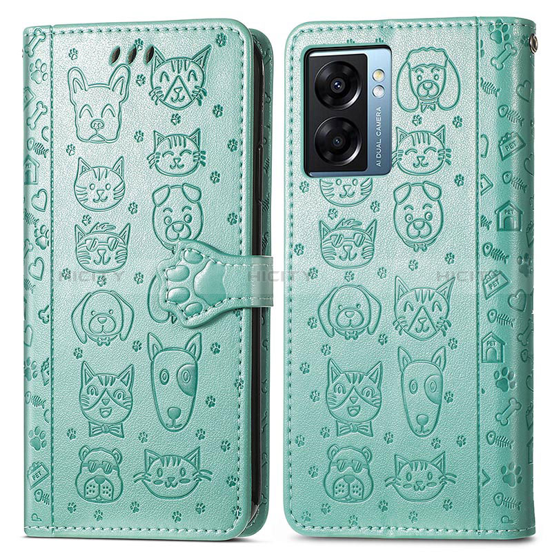 Coque Portefeuille Motif Fantaisie Livre Cuir Etui Clapet S03D pour Realme V23 5G Vert Plus