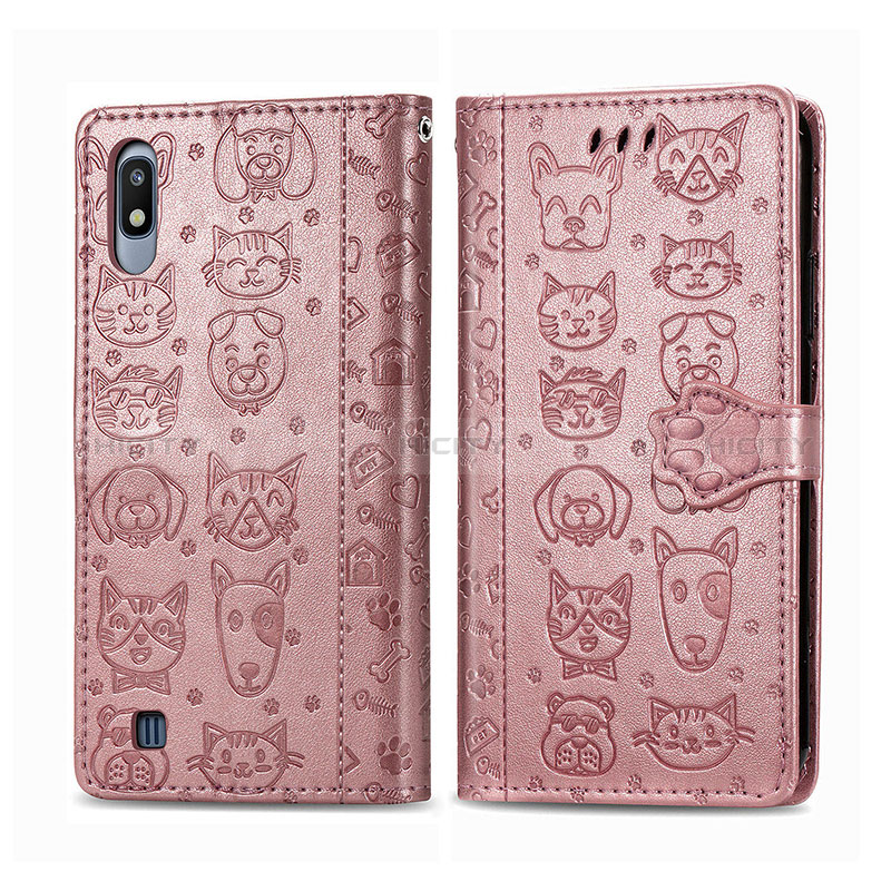 Coque Portefeuille Motif Fantaisie Livre Cuir Etui Clapet S03D pour Samsung Galaxy A10 Or Rose Plus