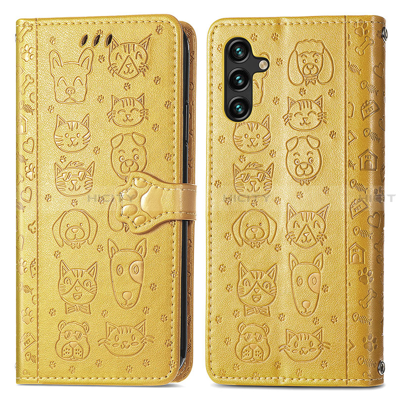 Coque Portefeuille Motif Fantaisie Livre Cuir Etui Clapet S03D pour Samsung Galaxy A13 5G Jaune Plus