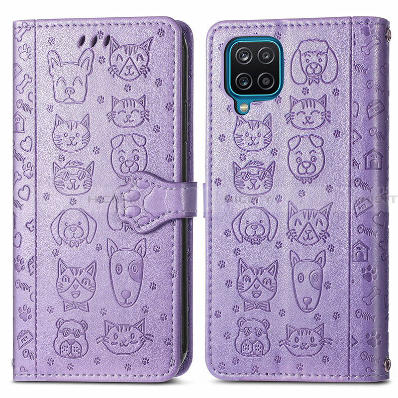 Coque Portefeuille Motif Fantaisie Livre Cuir Etui Clapet S03D pour Samsung Galaxy A22 4G Violet Plus