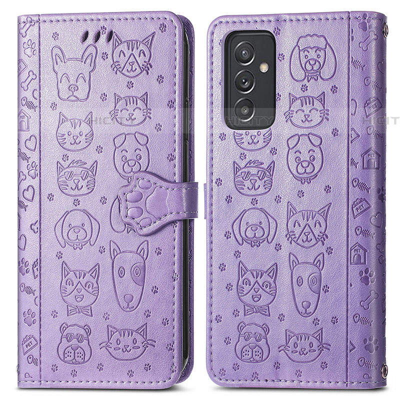 Coque Portefeuille Motif Fantaisie Livre Cuir Etui Clapet S03D pour Samsung Galaxy A25 5G Violet Plus