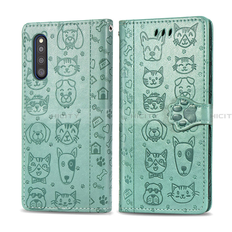 Coque Portefeuille Motif Fantaisie Livre Cuir Etui Clapet S03D pour Samsung Galaxy A41 SC-41A Vert Plus