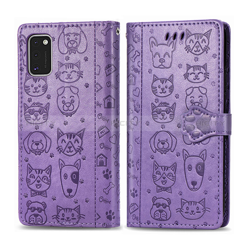 Coque Portefeuille Motif Fantaisie Livre Cuir Etui Clapet S03D pour Samsung Galaxy A41 Violet Plus