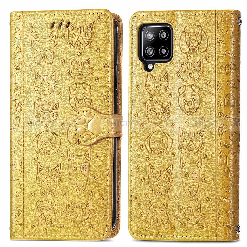 Coque Portefeuille Motif Fantaisie Livre Cuir Etui Clapet S03D pour Samsung Galaxy A42 5G Jaune Plus