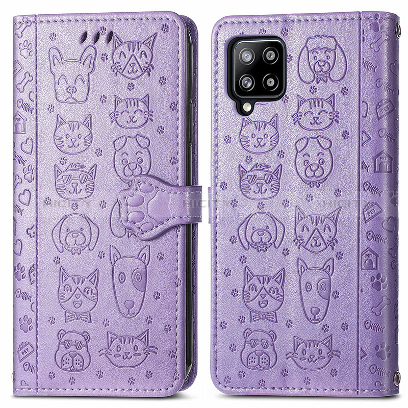 Coque Portefeuille Motif Fantaisie Livre Cuir Etui Clapet S03D pour Samsung Galaxy A42 5G Violet Plus