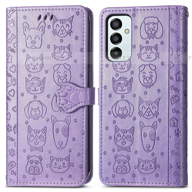 Coque Portefeuille Motif Fantaisie Livre Cuir Etui Clapet S03D pour Samsung Galaxy F23 5G Violet Plus