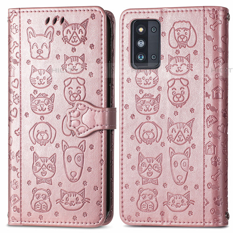 Coque Portefeuille Motif Fantaisie Livre Cuir Etui Clapet S03D pour Samsung Galaxy F52 5G Rose Plus