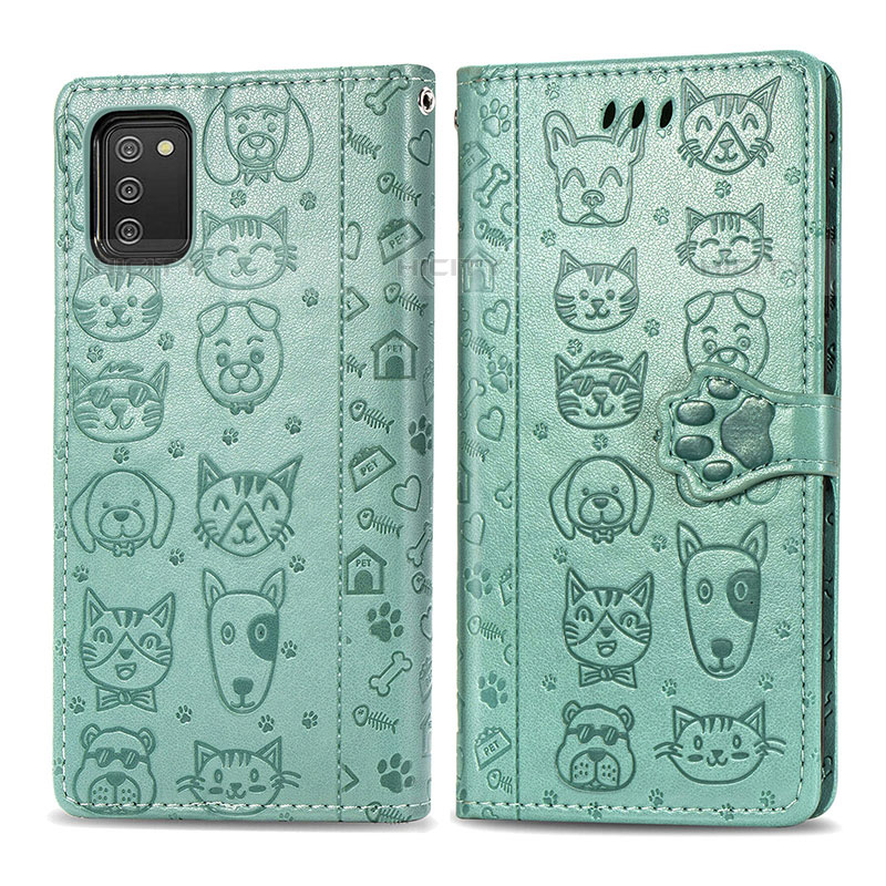 Coque Portefeuille Motif Fantaisie Livre Cuir Etui Clapet S03D pour Samsung Galaxy M02s Vert Plus