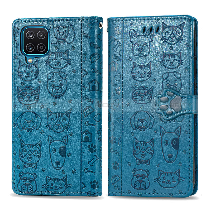 Coque Portefeuille Motif Fantaisie Livre Cuir Etui Clapet S03D pour Samsung Galaxy M12 Bleu Plus