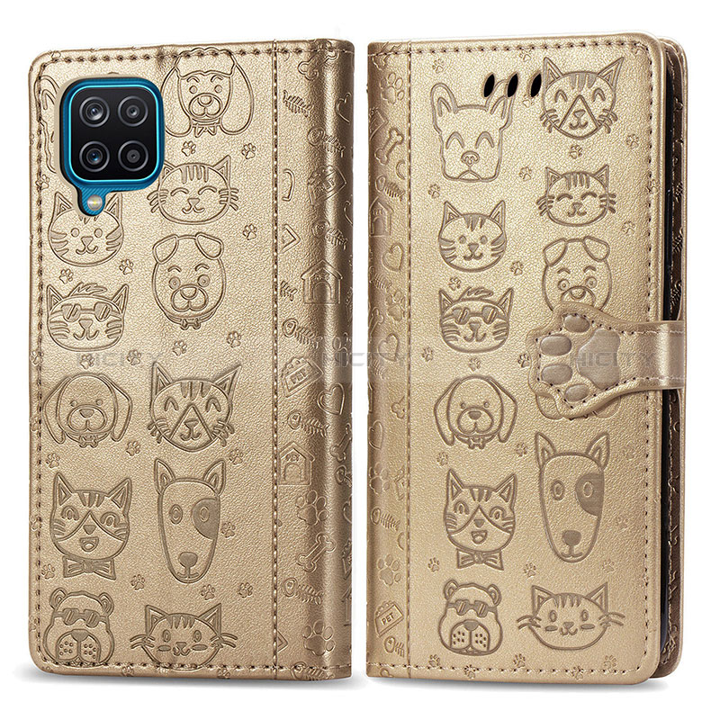 Coque Portefeuille Motif Fantaisie Livre Cuir Etui Clapet S03D pour Samsung Galaxy M12 Or Plus