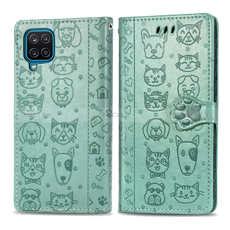 Coque Portefeuille Motif Fantaisie Livre Cuir Etui Clapet S03D pour Samsung Galaxy M12 Vert Plus