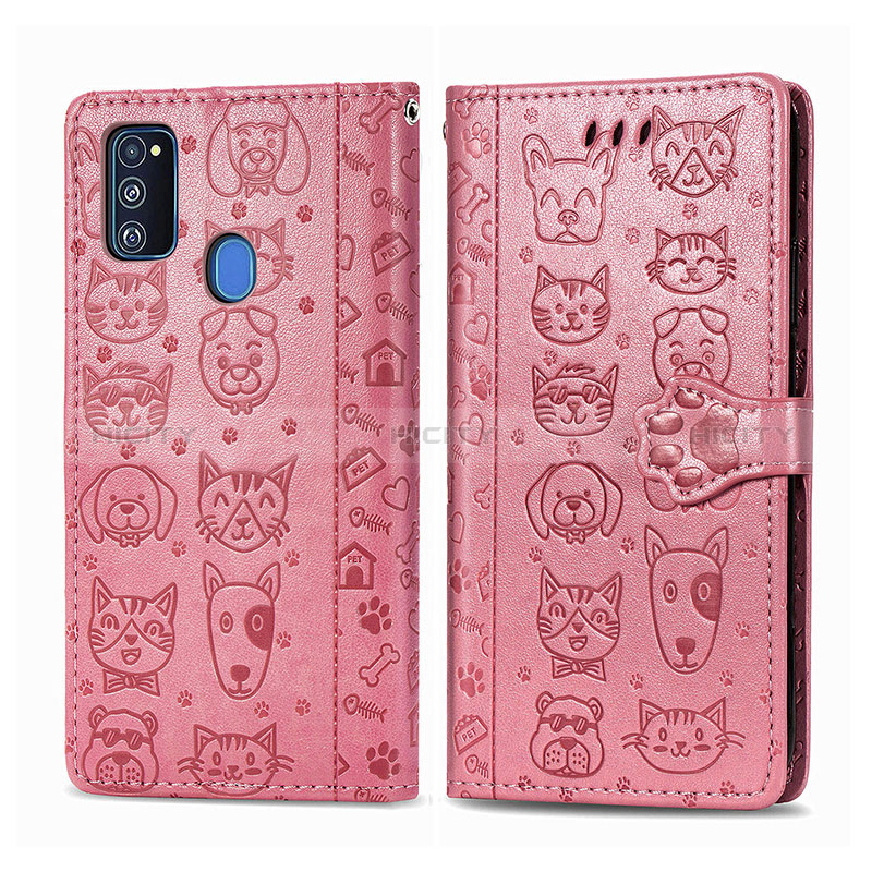 Coque Portefeuille Motif Fantaisie Livre Cuir Etui Clapet S03D pour Samsung Galaxy M30s Or Rose Plus