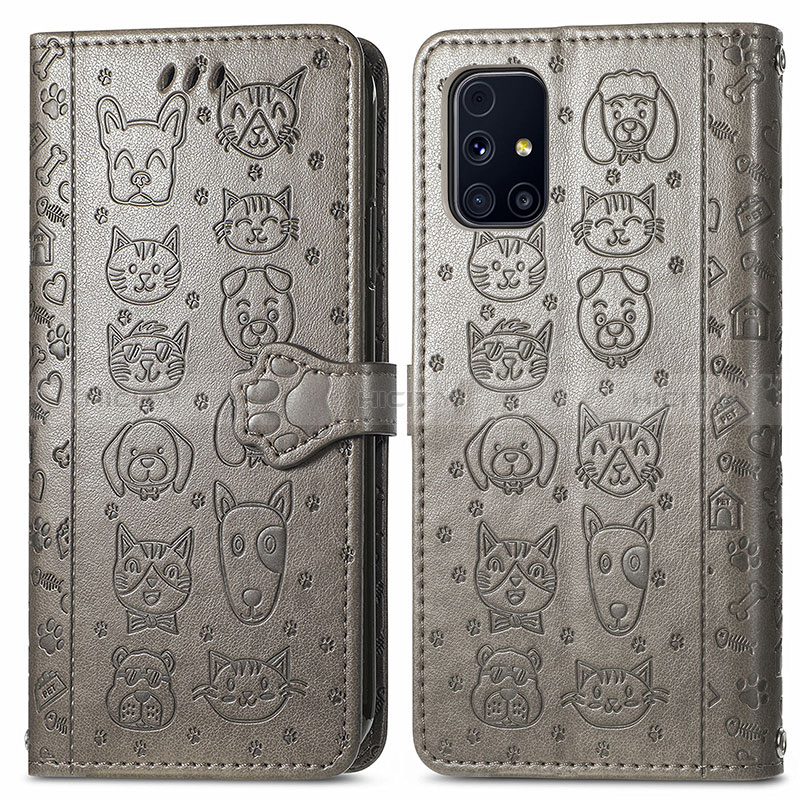 Coque Portefeuille Motif Fantaisie Livre Cuir Etui Clapet S03D pour Samsung Galaxy M31s Gris Plus