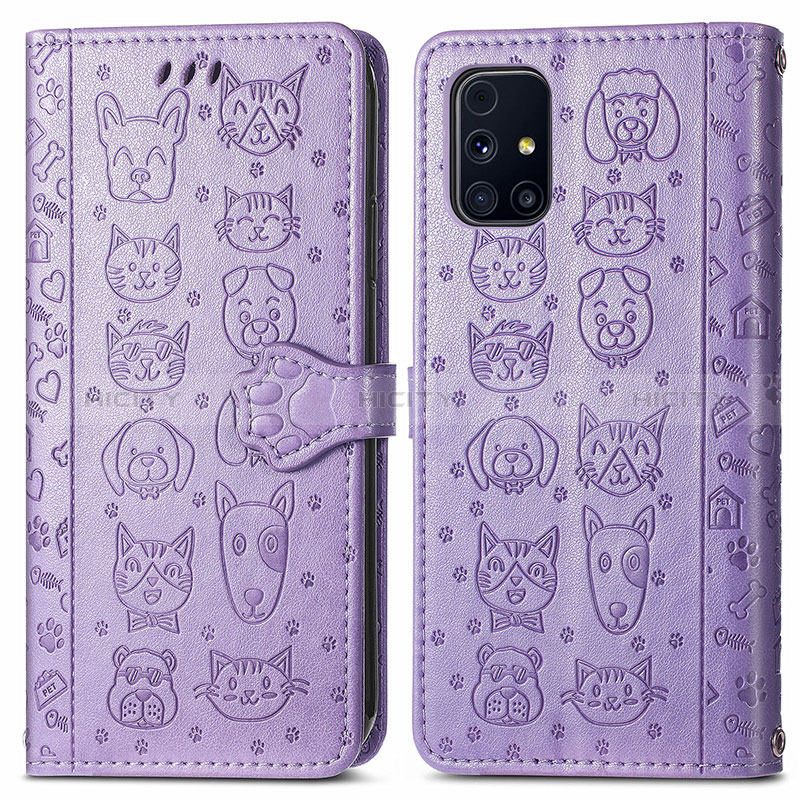 Coque Portefeuille Motif Fantaisie Livre Cuir Etui Clapet S03D pour Samsung Galaxy M31s Violet Plus