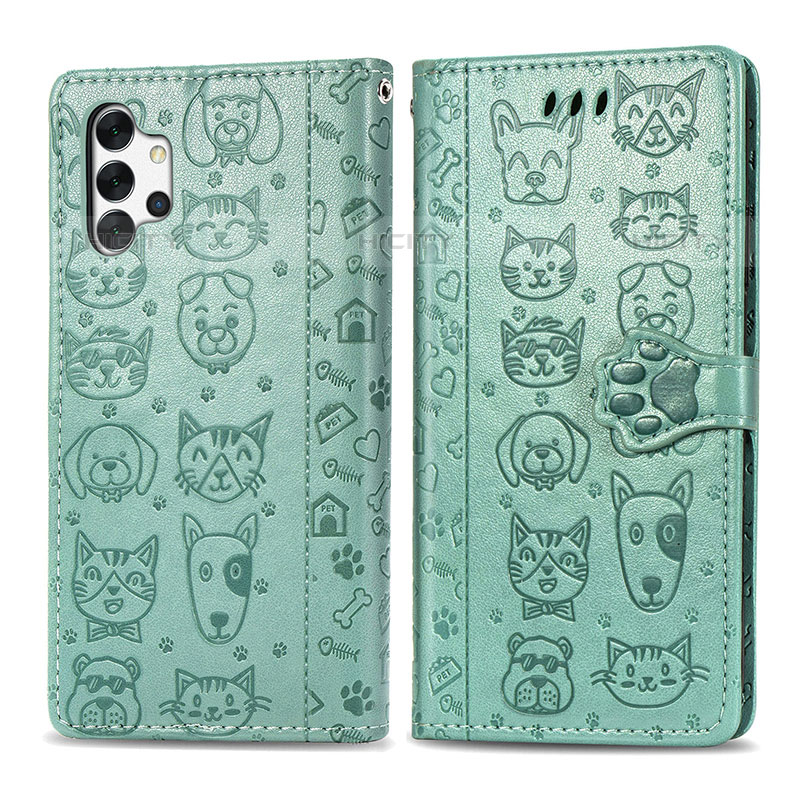 Coque Portefeuille Motif Fantaisie Livre Cuir Etui Clapet S03D pour Samsung Galaxy M32 5G Vert Plus